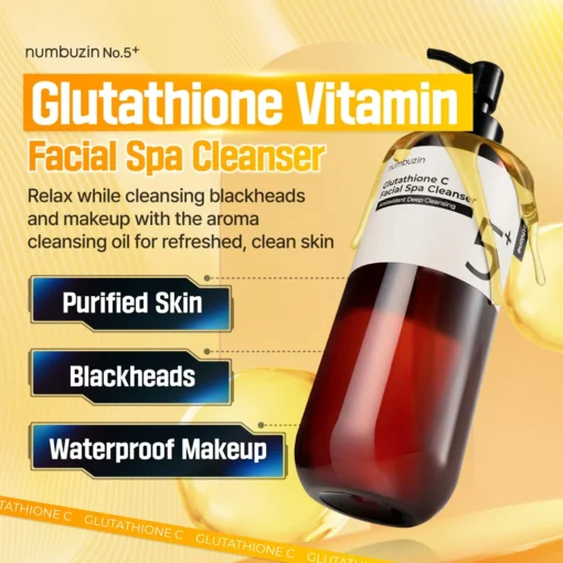 NUMBUZIN #5 Gluthatione C Facial Spa Cleanser - Aceite de Limpieza  200ml - Imagen 4